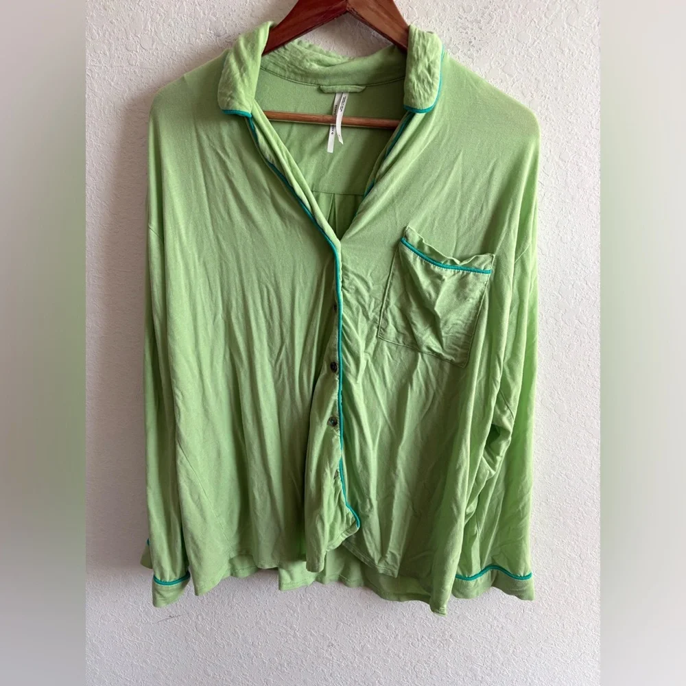 ANTHROPOLOGIE The Briar Piped softest Pajama Long Sleeve Shirt Top Edition XS